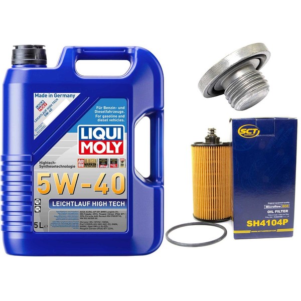 MotoröL Filter Set 5W-40 5 Liter + ÖLablassschraube FüR Chevrolet Cruze 113 PS-image