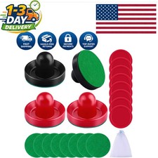 Air Hockey Game Essentials: 4 Colorful Pushers, 8 Pucks  Protective Pads