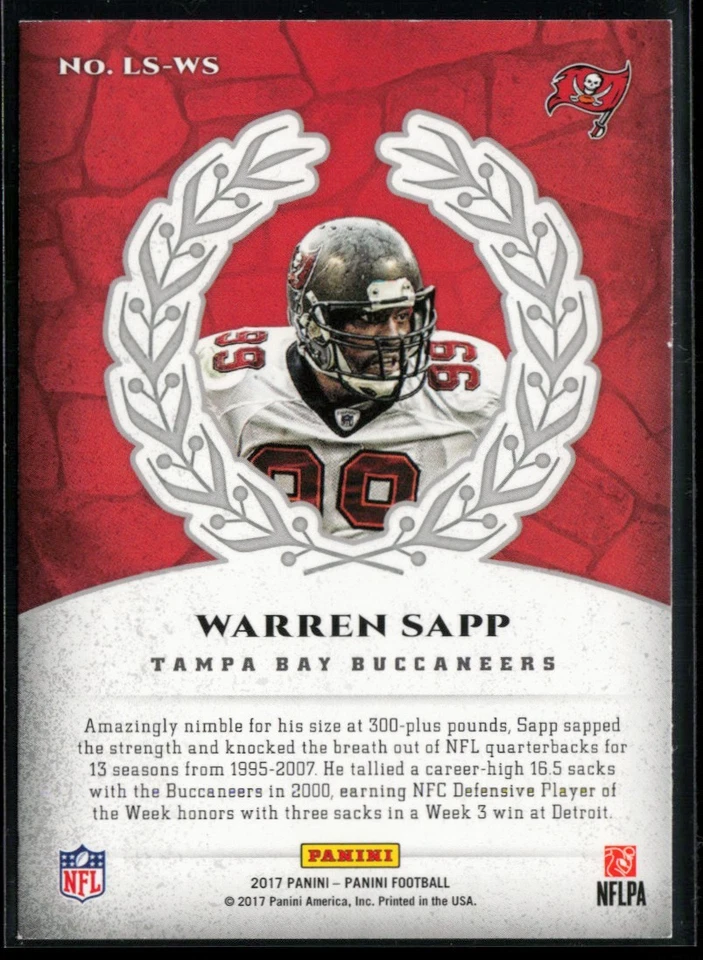 2017 Panini Legends of the Shield #LS-WS Warren Sapp - Image 2 of 2