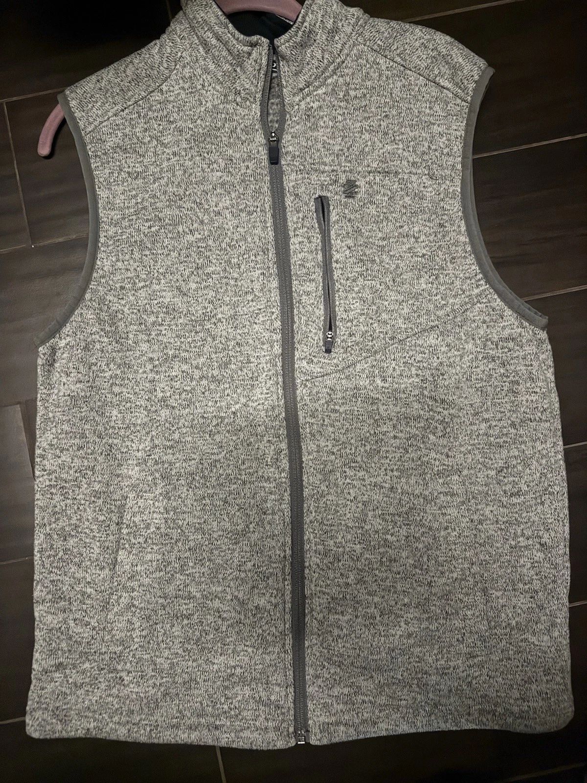 Izod Mens Fleece Full Zip Vest Jacket Sleeveless Pocket Size M Gray