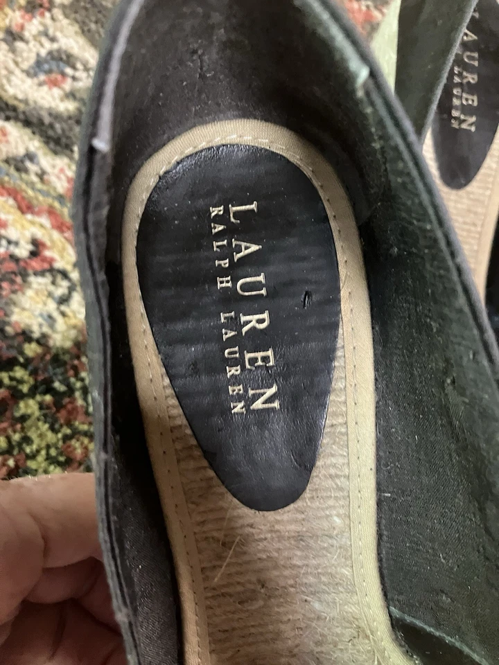 2 Pair Wedge Brown Espadrille Sz 8 Shoes: Ralph Lauren -silk; White Mtn. -canvas - Image 3 of 4