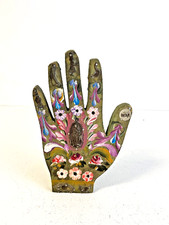 Milagro Folk Art - Hand Painted Milagro Hand - Vintage Mexican Folk Art