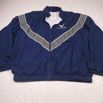 US Air Force Jacket Mens M Blue Nylon Windbreaker Reflective PTU Skilcraft