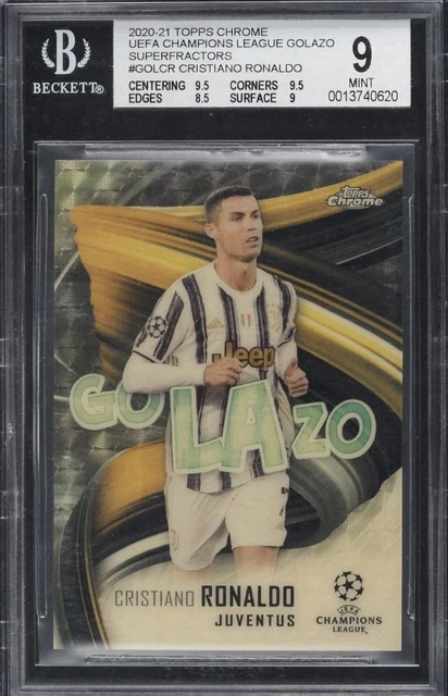 2020-21 Topps Chrome UEFA CL Cristiano Ronaldo Golazo Superfractor 1/1 BGS 9