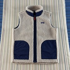 Patagonia Vest Girls XL 14 Natural Navy Retro-X Sherpa Fleece Full Zip STY65619