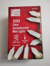 100 Mini Incandescent Clear Christmas Lights Green Wire by Home Accents
