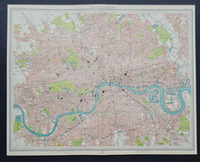Antique 1903 Plan of London - Street City Map - Bartholomew - Large