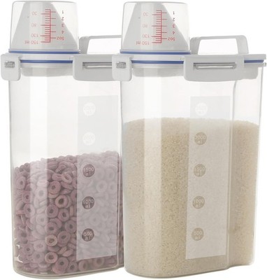 2 Pcs 5.5 LB Rice Storage Container Airtight Cereal Flour Dispenser W/ Pouring