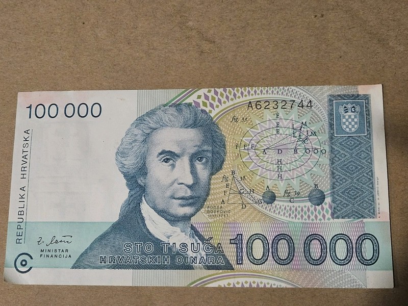 Croatia 1993 100,000 Dinara EF