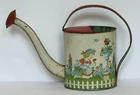 Vintage J. Chein Tin Litho Watering Can Gooseneck Girl in Garden