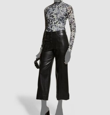 $195 Cinq à Sept Women's White Floral Turtleneck Ruched-Neck Blouse Top Size XS