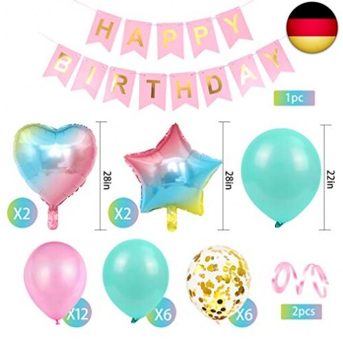4. Geburtstag Deko Set - Rosa Krone, Kerze & Ballon