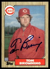 1987 Topps Tom Browning Auto Cincinnati Reds #65 Card COA Signed