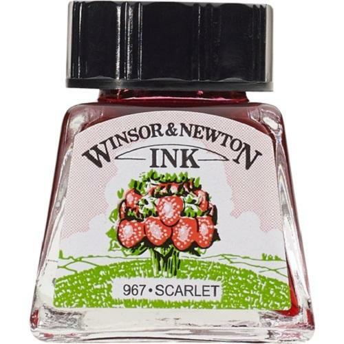WINSOR & NEWTON Artists Drawing Ink 14ml Bottle - Scarlet - Picture 1 of 1