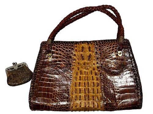 Mauro Volponi Blue Crocodile Leather Top-Handle Bag | eBay display picture 1