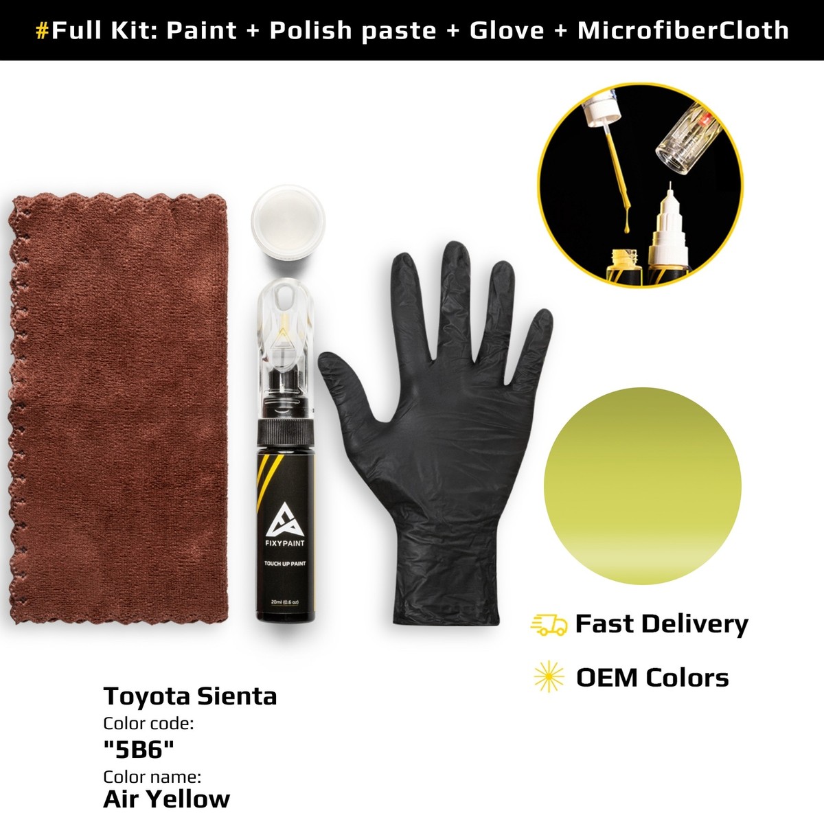au - au ガラケー iida lotta yellow Touch up Paint for Toyota Sienta Code: 5B6 Air Yellow