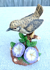 Hand Painted SBL Porcelain Wren with Morning Glory Flowers