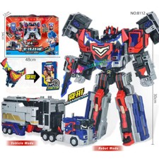 Metal Cardbot HEAVY IRON Trailer Cargo Truck Transform Robot Action Figure Toy