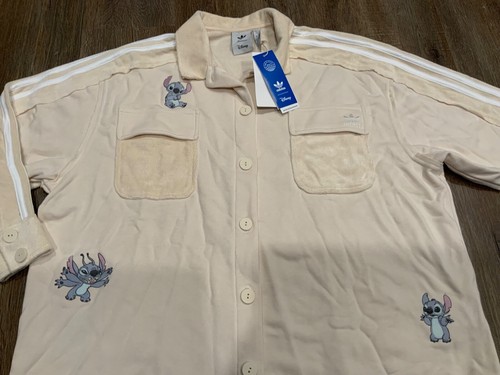 NUOVO cardigan donna Adidas Originals Disney Lilo & Stitch beige HT3945 taglia M - Foto 2 di 11