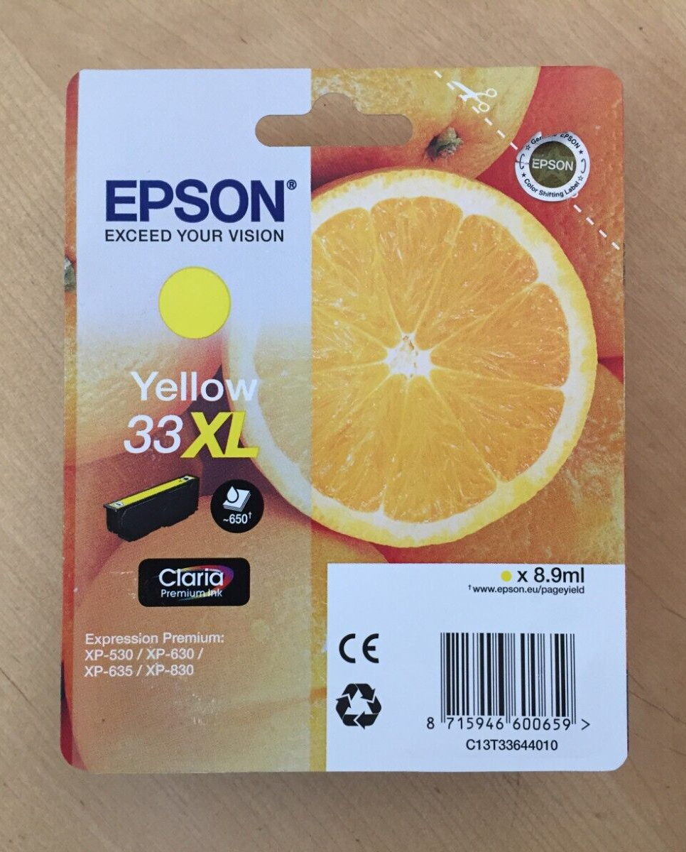 Genuine Epson Ink - 33 XL YELLOW / EXPRESSION XP-530 630 (INC VAT) BOXED
