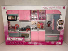 Deluxe Modern Kitchen Battery Operated Toy Kitchen Fashion Doll Playset