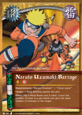 Naruto Uzumaki Barrage - J-085 - Super Rare - Unlimited Edition - Foil Curse of 