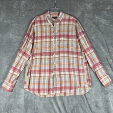 J. CREW Rainbow plaid cotton long sleeve button front shirt men's XL