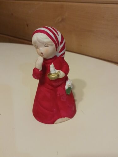 Vintage 1978 Jasco Merri-Bells Christmas Sleepy Child Porcelain Bell - Afbeelding 1 van 5