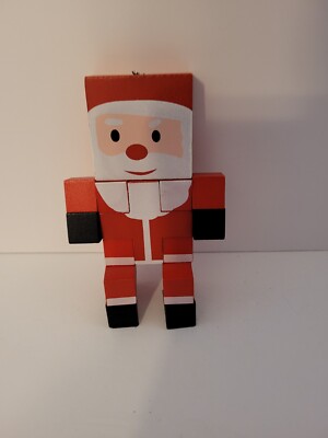 Santa Block Puzzle Robot 3D Cube Wooden 5''H