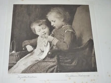 Rare Original Heliogravure Engraving by Albert Anker (1831-1910) Swiss Artist