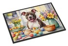 Pit Bull Terrier Brindle/White Decorating Easter Eggs Doormat