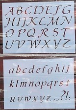 2x ABC Shabby Chic Schablone Farbe Schrank Kommode Nostalgie Vintage Stoff DIY