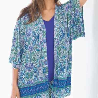 Soma COOL NIGHTS Women's Kimono Pajama Wrap Folklore Bdr Royal
