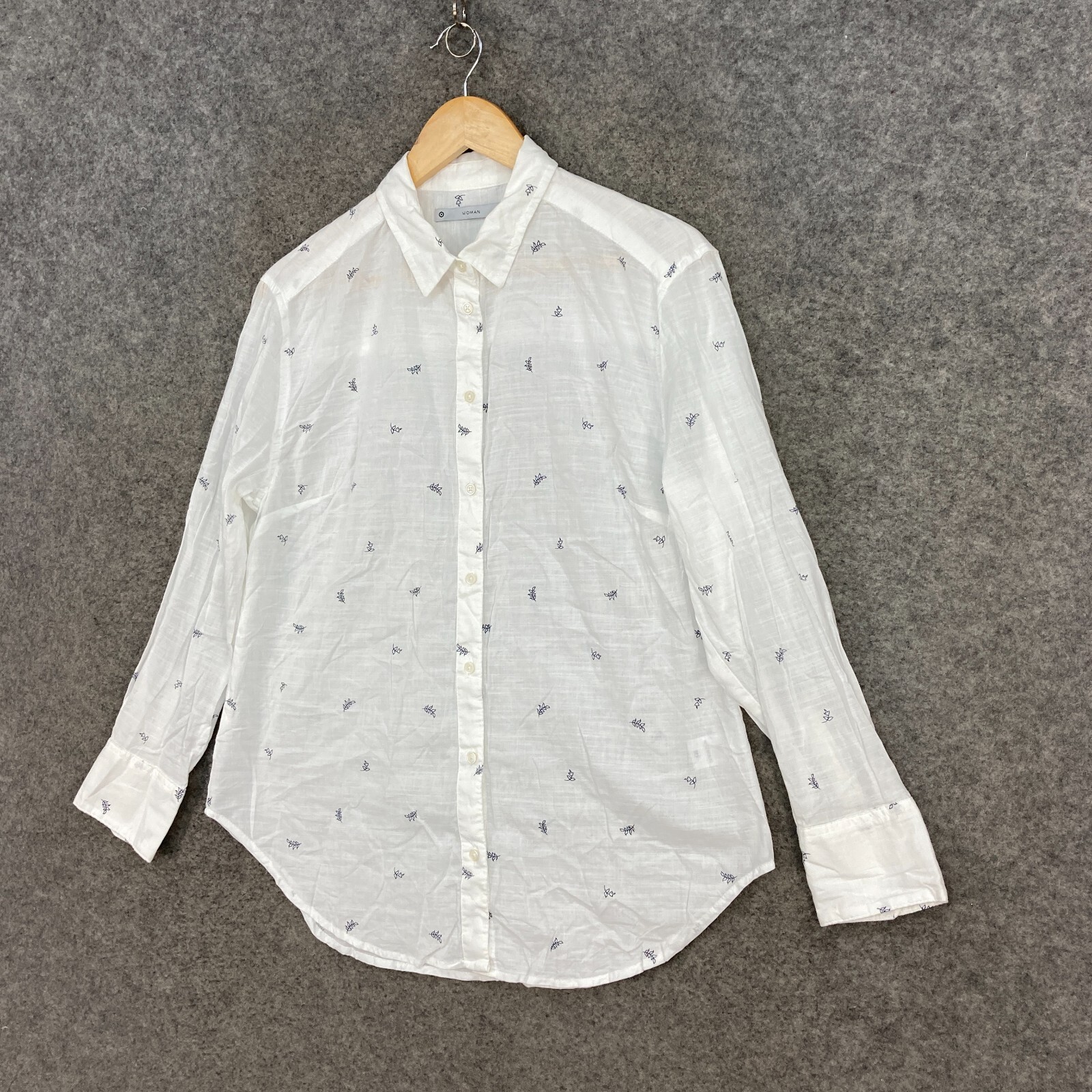 Target Womens Shirt Top Size 10 White Long Sleeve Sheer Collared Button