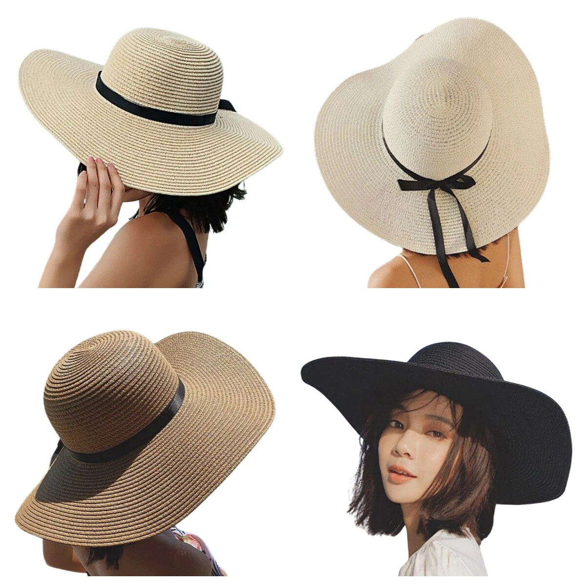 Summer Fashion Women Wide brimmed Straw Hat Bow Hat Foldable Portable Sun Hat
Opens in a new window