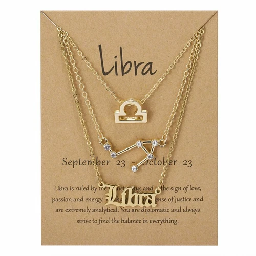 3Pcs/Set 12 Constellations Pendant Necklace Horoscopes Zodiac Women Choker - Picture 37 of 48