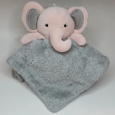 DTU Inc Pink Elephant Baby Lovey Gray Blanket Crib Security Toy 11" Hard To Find