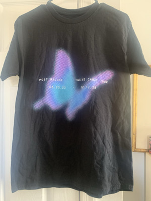 2022 Post Malone Twelve Carat Tour Tee T Shirt Butterfly Medium