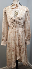 Express Wrap Dress Womens Medium Multicolor SnakeSkin Chiffon Lined Twisted Neck