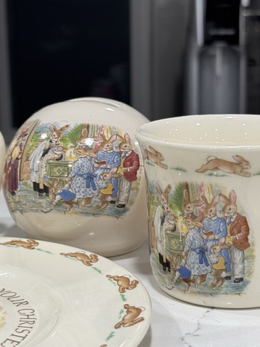 BUNNYKINS by Royal DOULTON 10 PIECE SET Mug, Cup, Plate, Bowl & Coin Bank. - Picture 11 of 11
