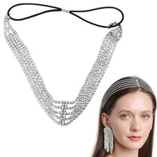 Crystal Elastic Forehead Head Hair Jewelry Rhinestone Accessories for Gold