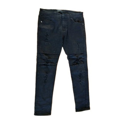 KDNK 1141411 Black Biker Moto Distressed Grunge Goth Men s Skinny Jeans 34 34/30