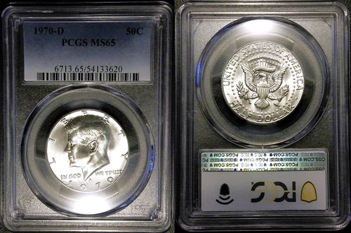1970-D KENNEDY HALF DOLLAR SILVER PCGS MS-65 50C GEM BU++++ MS++++ MUST SEE!!