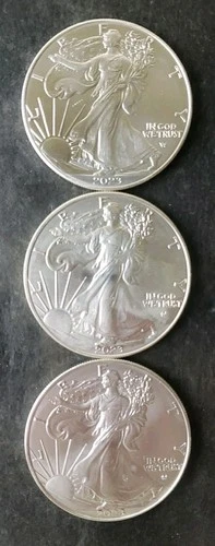 Lot of Three 2023 $1 American Silver Eagle Dollars