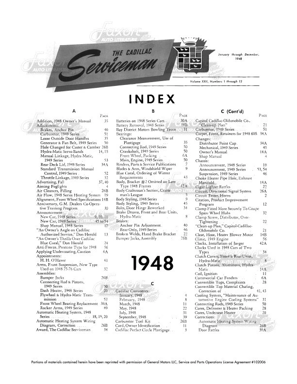 Cadillac Service Man Bulletins 1948 manual de taller actualizaciones ServiceMan libro de reparación Foto 2 de 4
