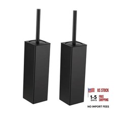 Toilet Brush and Holder Set Packs Aluminium Free Standing, 2 Matte Black