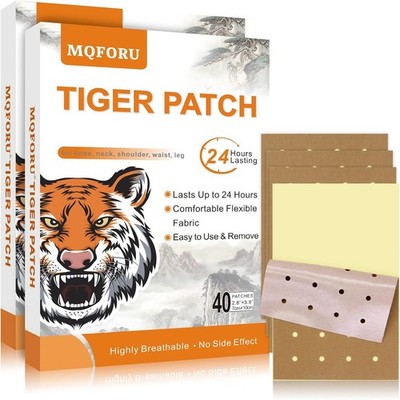 MQFORU Tiger Patches, 80 Pcs Chinese Tiger Plaster, Natural Herbal Adhesive Plas