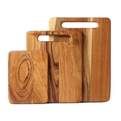 Acacia Wood Cutting Boards Set of 3 mix of 3 Sizes, Rectangular with Juice Gr...