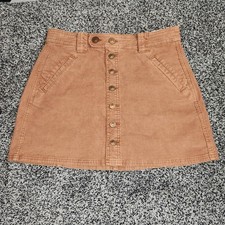 American Eagle Hi Rise A Line Skirt Corduroy Brown Tan Boho Preppy 90's Y2k Sz 8
