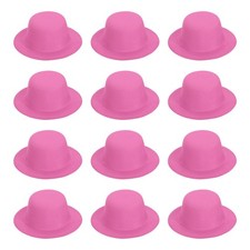 5.3 Inch Mini Formal Hats, 12 Pcs Miniature Doll Hats for Crafts, Rose Red